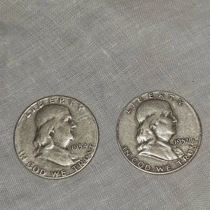 1954,1959 Franklin Halves 50c Silver