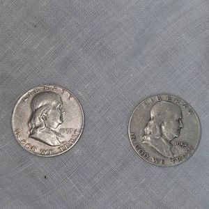 1953,1953 Franklin Halves 50c Silver