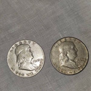 1949,1960 Franklin Halves 50c Silver