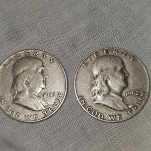 1948,1952 Franklin Halves 50c Silver