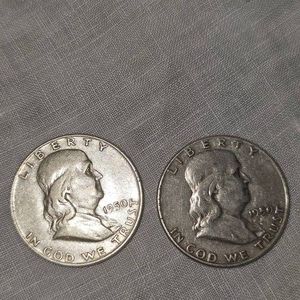 1950,1950 Franklin Halves 50c Silver