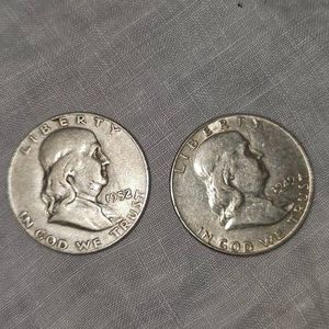 1949,1952 Franklin Halves 50c Silver