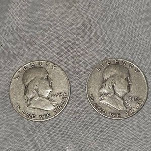 1948,1949 Franklin Halves 50c Silver