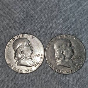 1952,1952 Franklin Halves 50c Silver