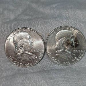 1960,1963 Franklin Halves, 50c VF wtone on one