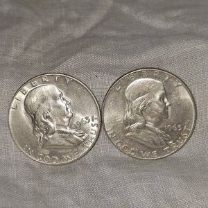 1963,1963 Franklin Halves, 50c VF Plus