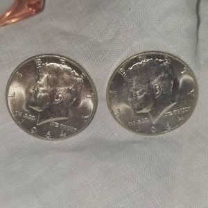 2-1964 UNC Kenndy Halves 50c, Silver