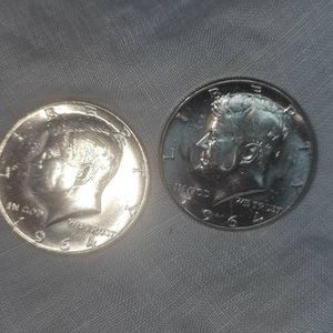 2-1964 UNC Kenndy Halves 50c, Silver