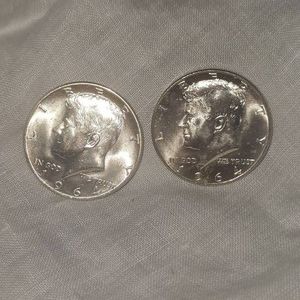 2-1964 UNC Kenndy Halves 50c, Silver