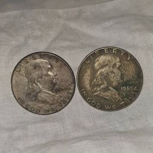 1960,1963 Franklin Silver Halves, 50c