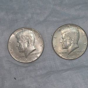 1967,1966 Kennedy Silver Halves 50c