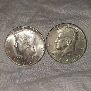 1965,1969 Kennedy Silver Halves 50c