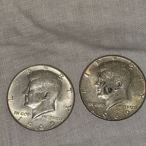 1969,1969 Kennedy Halves 50c