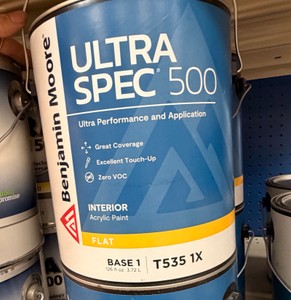 5 New Benjamin Moore Ultra Spec 500 Base 1 Flat Interior Acrylic Paint  1 Gallon (T535 1X)