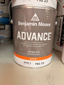 4 New Benjamin Moore Advance Base 2 Satin Interior Waterborne Alkyd Paint (792-2X) 1 Gallon  Requires Tinting