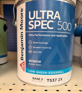 8 New Benjamin Moore Ultra Spec 500 Base 2 Low Sheen Eggshell Interior Paint (T537-2X) 1 Gallon  Requires Tinting