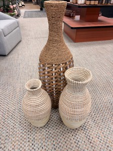 NEW Decorative Woven Vase Set of 3  Natural RattanWicker Floor & Accent Vases  Sullivan Gift