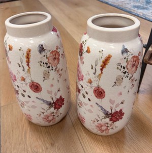 New Set of 2 Floral Ceramic Decorative Vases  Sullivan Gift CM3071L