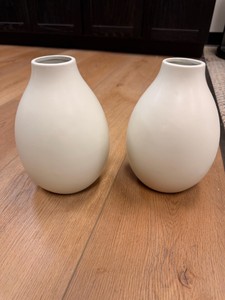 Set of 2 White Matte Ceramic Decorative Vases  Sullivan Gift CM3138