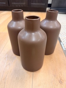 Set of 3 Brown Matte Ceramic Decorative Vases  Sullivan Gift CM3152