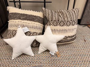 New Revelation by Uttermost Decorative Throw Pillows & New Creative Co-Op Cream Crocheted Star Pillows  4-Piece Set