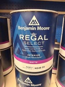 Benjamin Moore Regal Select Interior Matte Paint & Primer Base 3 N548 3X  4 Quarts
