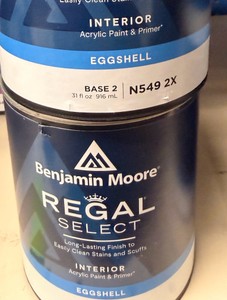 Benjamin Moore Regal Select Interior Eggshell Paint & Primer Base 2 N549 2X  3 Quarts