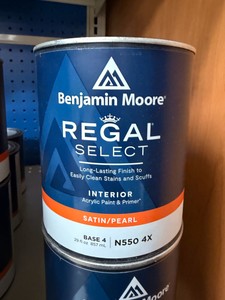 Benjamin Moore Regal Select Interior SatinPearl Paint & Primer Base 4 N550 4X  4 Quarts