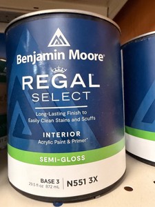 2 New Benjamin Moore Regal Select Semi-Gloss Interior Paint & Primer Base 3 (N551 3X) Quart Cans  Requires Tinting