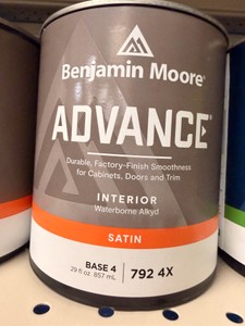 4 New Benjamin Moore Advance Satin Interior Waterborne Alkyd Paint Base 4 (792 4X) quarts  Cabinet & Trim  Requires Tinting