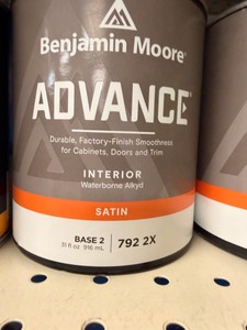 3 New Benjamin Moore Advance Satin Interior Waterborne Alkyd Paint Base 2 (792 2X) quarts  Cabinet & Trim  Requires Tinting