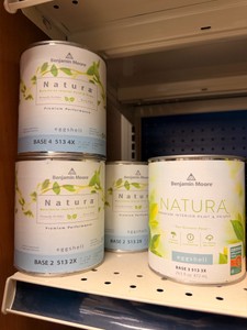 4 New Benjamin Moore Natura Premium Interior Eggshell Paint (2 Base 2, 1 Base 3, 1 Base 4)  Requires Tinting