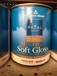 New Benjamin Moore Regal Select Moorglo Soft Gloss Exterior Paint  Pastel Base (W096 1X)  4 quarts  Requires Tinting
