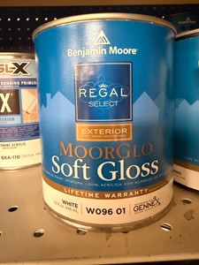 New Benjamin Moore Regal Select Moorglo Soft Gloss Exterior Paint  White Base (W096 01)  2 quarts