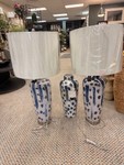 NEW StyleCraft Earthenware Ceramic Table Lamp Set (2) w/ Matching Vase – Approx. 37”