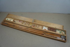 Antique Split Bamboo Fly Rod with 2 Tips and Flies