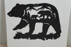 Laser Cut Metal MN Black Bear