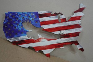 Laser Cut Metal USA Flag and Eagle