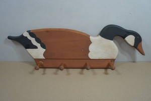 Vintage Handmade Wood Gooose Coat Rack