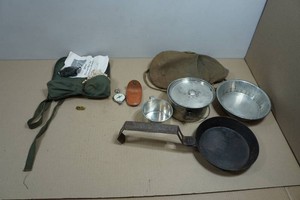 Camping Gear - Pots, Pans, Compass, Flint & Steel Set