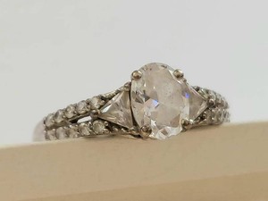 925 Sterling Silver Cubic Zirconia Statement Ring Heart Filigree Gallery Size 8.5