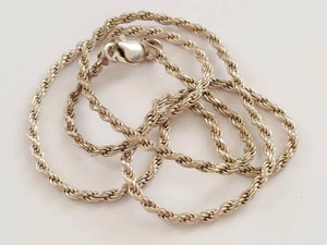 Sterling Silver 925 Rope Chain Necklace Lobster Clasp Silver Tone Jewelry