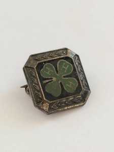 Vintage Sterling Silver 4-H Club Clover Enamel Lapel Pin Member Badge Mark