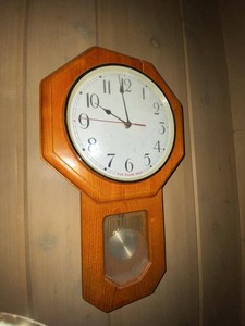 Regulator Style Octagon Wall Clock Oak Finish Pendulum Window