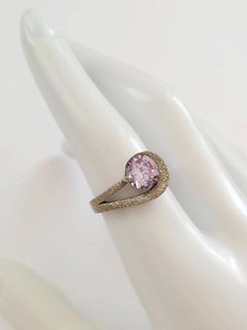 RSC 925 Sterling Silver Ring Size 8 Pink Purple Stone Textured Bypass Band