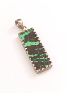 Vintage Sterling Silver Urania Moth Butterfly Wing Double Sided Pendant