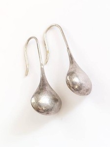 Vintage Modernist Sterling Silver Teardrop Dangle Earrings Minimalist