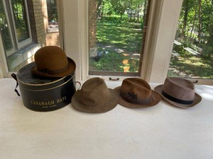 Vintage Mens Felt Hat Lot Cavanagh Bowler Fedora Western Styles