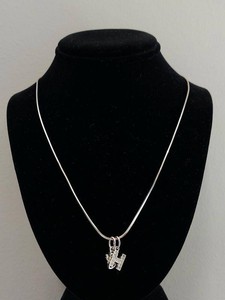 925 Italy Sterling Silver Snake Chain Necklace Angel & H Charms Rhinestones