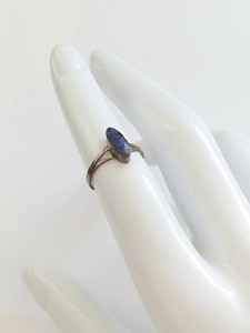 Vintage Mexico 925 Sterling Silver Lapis Lazuli Inlay Marquise Ring Size 5